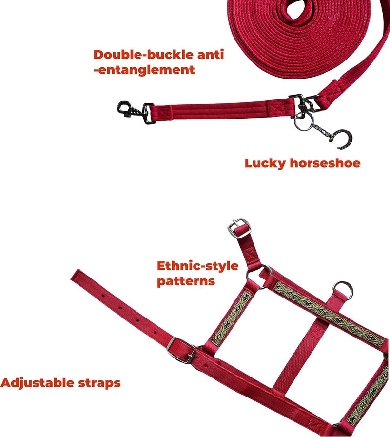 LUCKIEST MAP 2PCS Adjustable Horse Halter&Horse Training Lunge LINE Double-Buckle Anti-Entanglement Soft BUT Firm Used for Equestrian Training and Training - Image 3